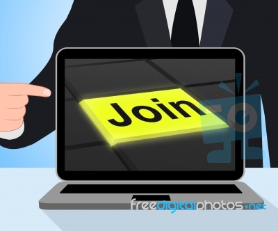 Join Button Displays Subscribing Membership Or Registration Stock Image