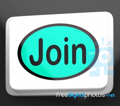Join Button Shows Subscribing Membership Or Registration Stock Image