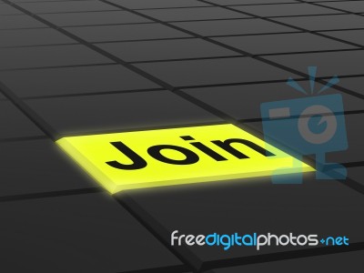 Join Button Shows Subscribing Membership Or Registration Stock Image