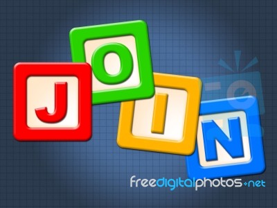 Join Kids Blocks Represents Sign Up And Youngster Stock Image