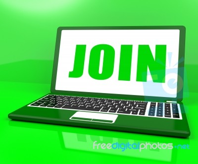 Join On Laptop Shows Register Membership Or Volunteer Online Stock Image