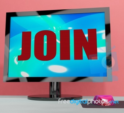 Join On Monitor Shows Registration Membership Or Volunteer Stock Image