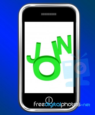 Join On Phone Shows Subscribing Membership Or Registration Stock Image