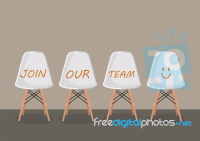 Join Our Team Texts On The Chairs Stock Image