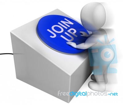 Join  Up Pressed Shows Sign Up Or Club Stock Image