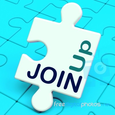 Join Up Puzzle Shows Subscribing Member And Registration Stock Image
