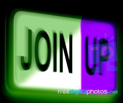 Join Up  Sign Shows Joining Membership Register Stock Image