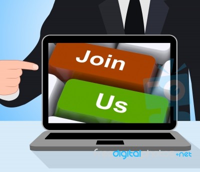 Join Us Computer Mean Membership Or Subscription Stock Image