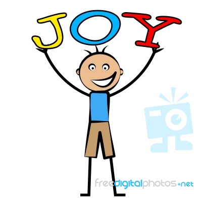 Joy Kids Means Positive Cheerful And Child Stock Image