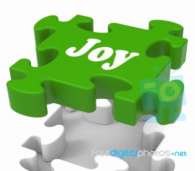 Joy Puzzle Shows Cheerful Joyful And Enjoy Stock Image