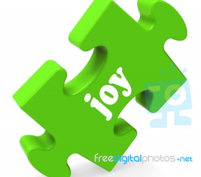 Joy Puzzle Shows Cheerful Joyful Happy And Enjoy Stock Image