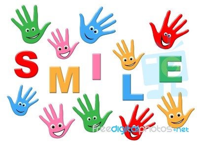 Joy Smile Indicates Drawing Child And Colorful Stock Image