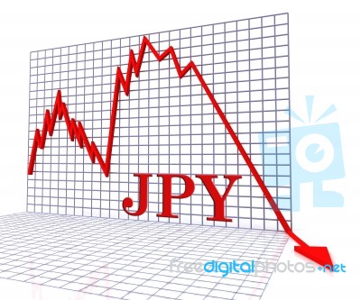Jpy Graph Negative Represents Japan Downturn 3d Rendering Stock Image