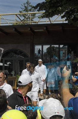 Juan Martin Del Potro And Guido Pella Before The Double Tennis M… Stock Photo