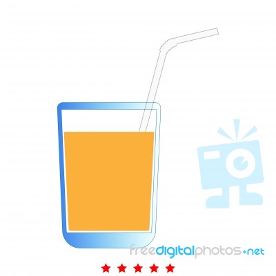 Juice Glass With Drinking Straw Icon .  Flat Style Stock Image