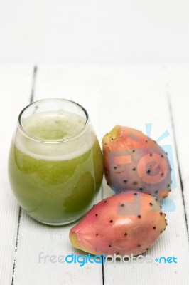 Juice Made From Opuntia Ficus-indica Cactus Fruits On A White Background Stock Photo