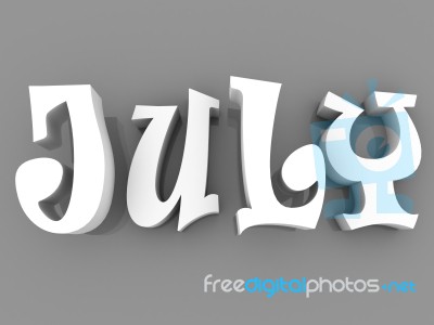 July Sign With Colour Black And White. 3d Paper Illustration Stock Image