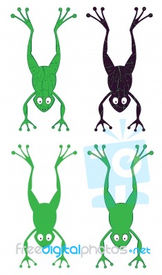 Jumping Cartoon Frog Silhouette  Stock Image