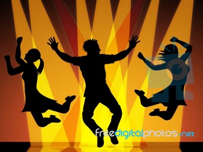 Jumping Disco Indicates Celebration Dance And Dancing Stock Image