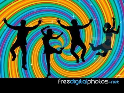 Jumping Joy Indicates Activity Wave And Swirl Stock Image