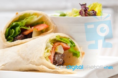 Kafta Shawarma Chicken Pita Wrap Roll Sandwich Stock Photo