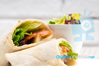 Kafta Shawarma Chicken Pita Wrap Roll Sandwich Stock Photo