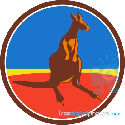 Kangaroo Circle Retro Stock Image