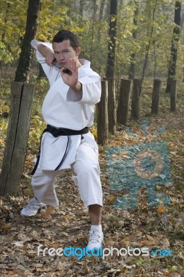 Karate And Nunchaku Stock Photo