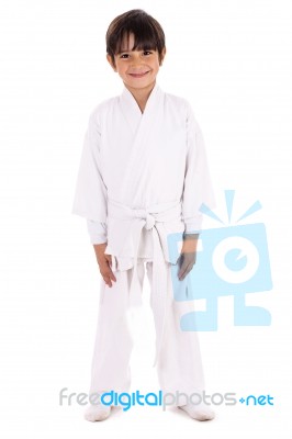 Karate Kid In Uniform Stock Photo