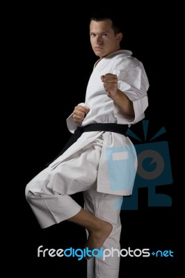 Karate Young Fighter Stock Photo