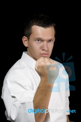 Karate Young Male Fighter Stock Photo