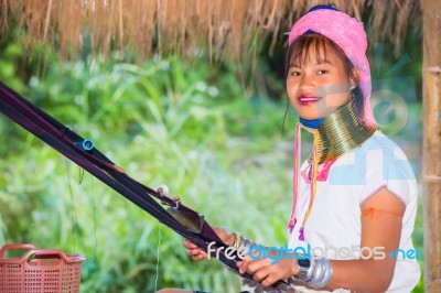 Karen Tribal Girl From Padaung Long Neck Hill Tribe Village Stock Photo