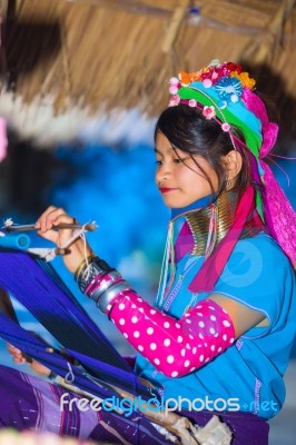 Karen Tribal Girl From Padaung Long Neck Hill Tribe Village Stock Photo