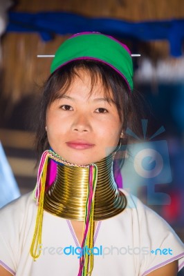 Karen Tribal Woman From Padaung Long Neck Hill Tribe Village Stock Photo