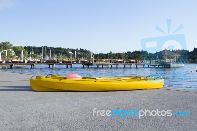 Kayak  On  Beach Stock Photo