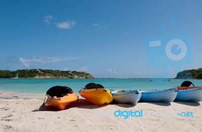 Kayaks On Beach Stock Photo