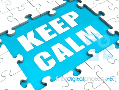 Keep Calm Puzzle Shows Calmness Relax And Composed Stock Image
