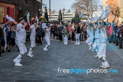 Kent And Sussex Morris Dancers Performing In London Stock Photo