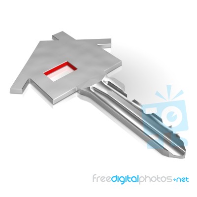 Key With House Showing Home Security Stock Image
