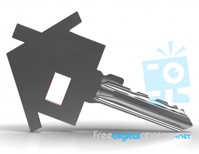 Key With House Shows Home Security Stock Image