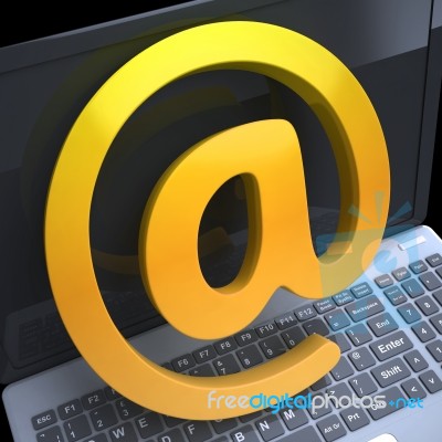 Keyboard At Sign Shows Correspondence On Web Stock Image