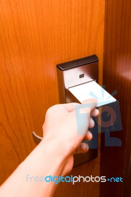 Keycard Door Stock Photo