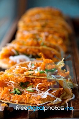 Khanom Bueang, Kind Of Thai Sweetmeat Stock Photo