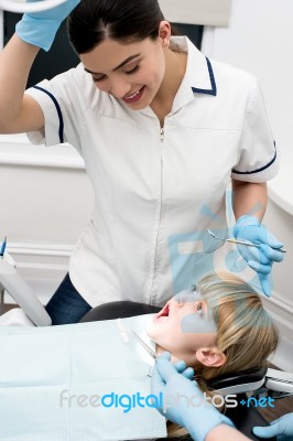 Kid Ready For The Dental Check Up Stock Photo