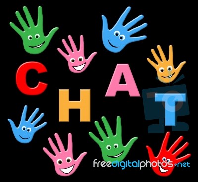 Kids Chat Represents Typing Telephone And Youngsters Stock Image