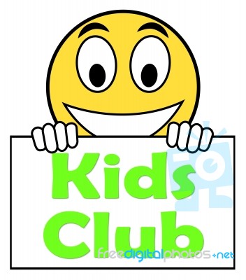 Kids  Club On Sign Means Children's Activities Stock Image