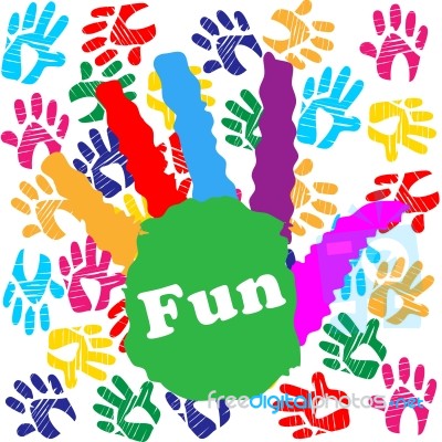 Kids Fun Means Vibrant Handprints And Human Stock Image
