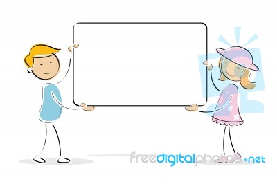 Kids Holding Blank Board Stock Image