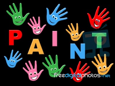 Kids Paint Indicates Colour Color And Youngster Stock Image