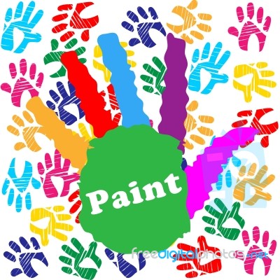 Kids Paint Shows Child Human And Creativity Stock Image